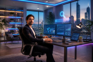 Professionnel seo dans un bureau moderne
