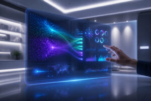Interface holographique de donnees futuristes